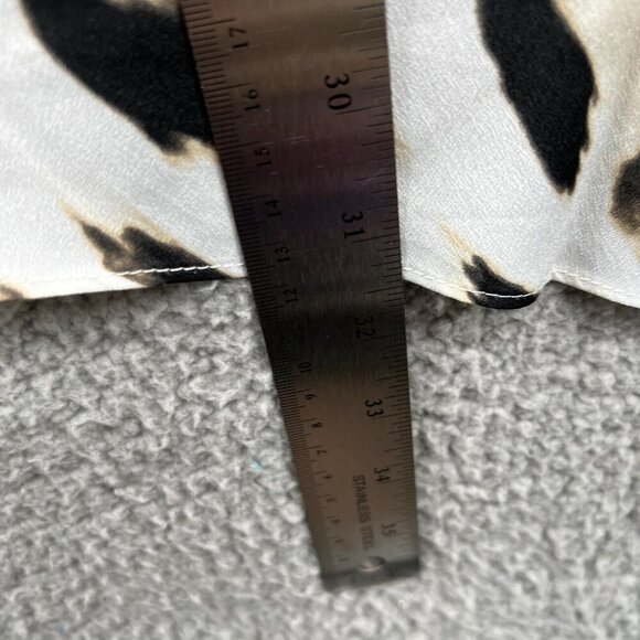 Chicos Womens Tunic Top 0 Small Petite Cream Brown Animal Print Sheer Shirt - Picture 11 of 11